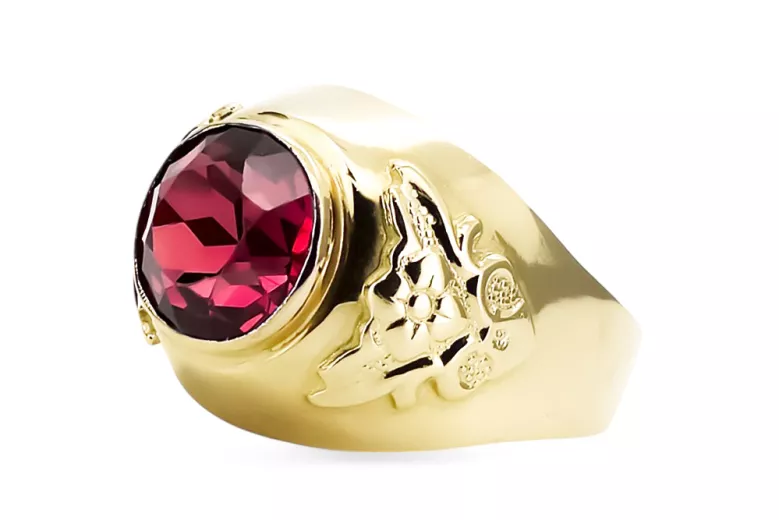 Or jaune 14 carats Rubis Anneau Vintage vrc078y